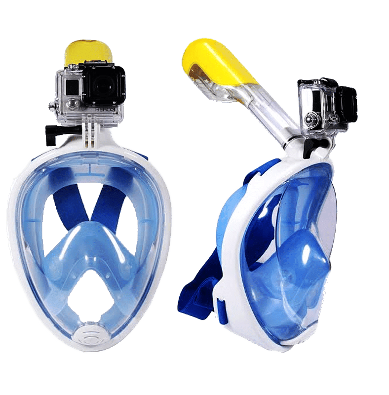 180° |Snorkel Goggle| Diving Mask 2021 Newest Invention One-Piece Anti-Fog Diving Goggle with Screw Mount for All Gopro Camera Scuba Diving Blue 