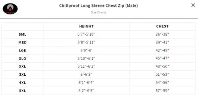 Mens Chillproof Long Sleeve Chest Zip - Large - Closeout