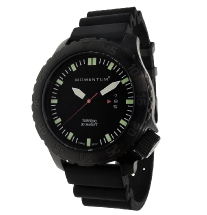 Torpedo Black Dive Watch -Ion Rubber - Closeout