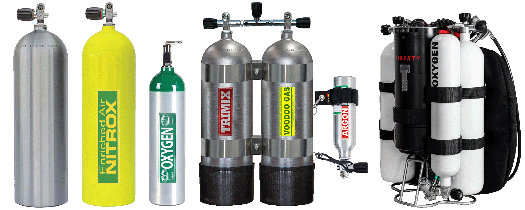 scuba diving gas fill service: Air, Nitrox, Argon, Oxygen, Trimix, Custom, Helium