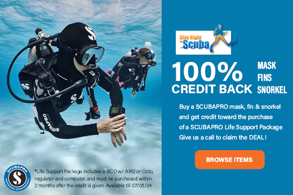 Scubapro Promotion 100% credit back mask, snorkel, fins purchase